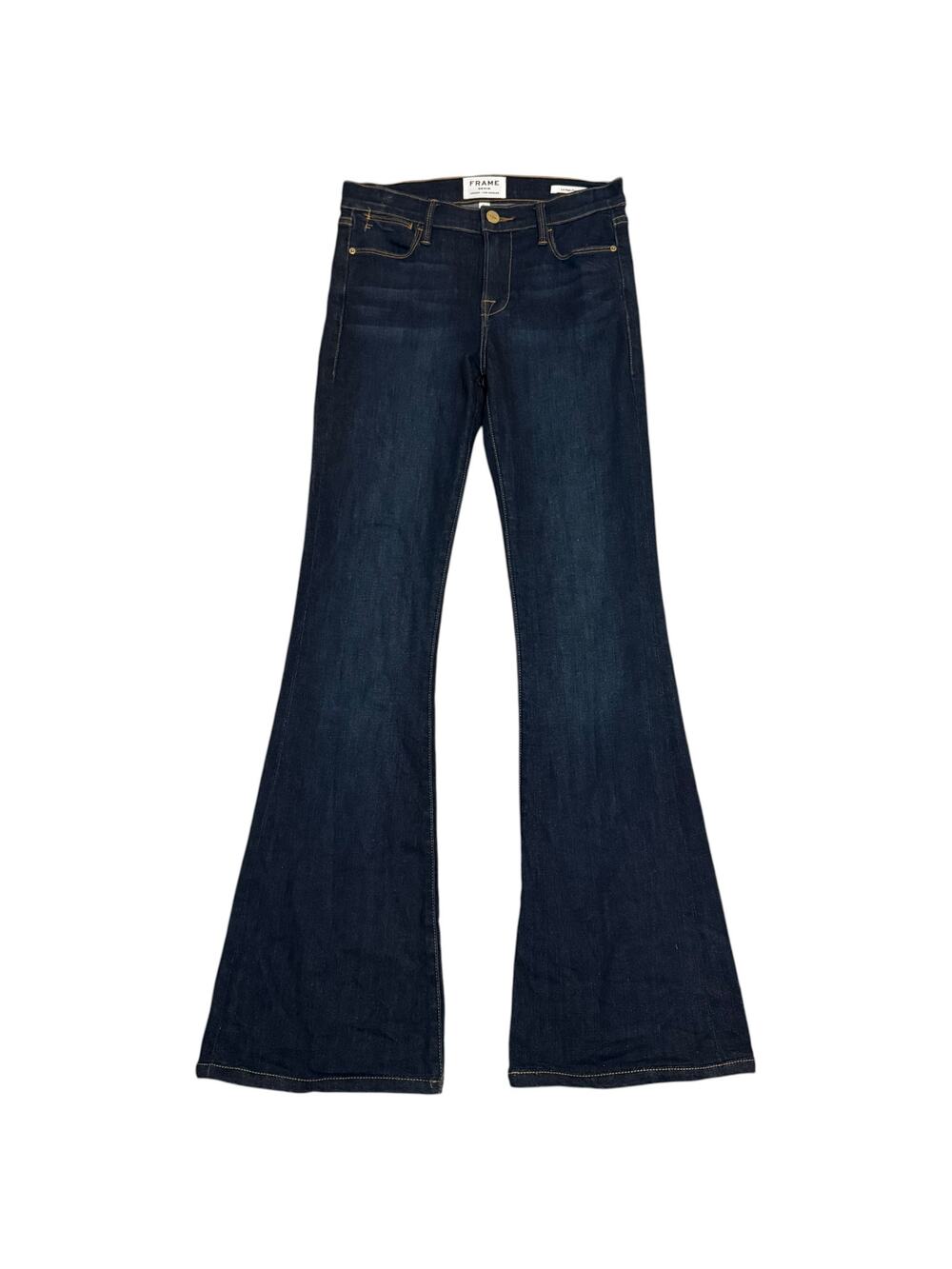 FRAME Le High Flare Blue Jeans Sutherland Dark Wash Stretch Denim Size 25